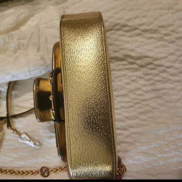 BNIB Ltd.Ed. GUCCI x ADIDAS Gold Metallic Leather Handbag #722009520981 $4250 main image 6